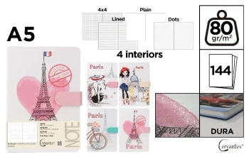 Notatnik A5/144K magnes Paris MIX - Praca zbiorowa