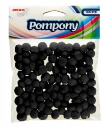 Pompony czarne 10mm 100szt - Brewis