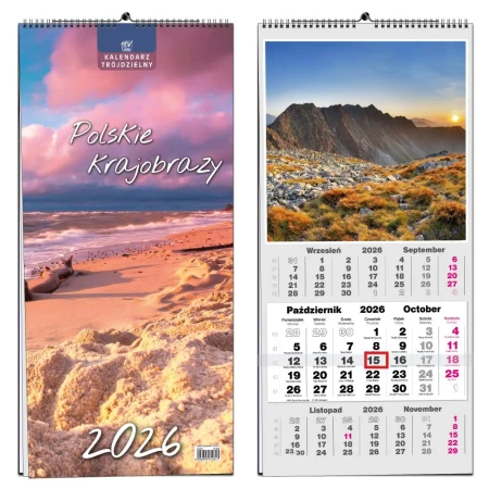 Kalendarz 2026 trójdzielny 13 planszowy Pejzaże - EV-Corp