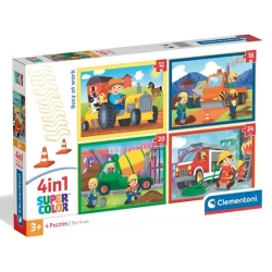 Puzzle 4w1 Super Kolor Busy At Work - Clementoni