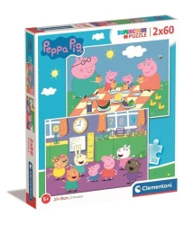 Puzzle 2x60 Super Kolor Świnka Peppa - Clementoni