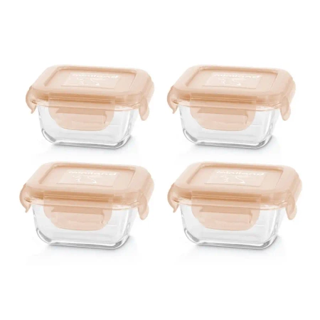 Pojemniki szklane kwadratowe ECO-friendly 4x160ml - Królik