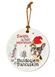 Zawieszka ceramiczna Boże Narodzenie Buldog fr. - Kukartka