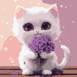 Malowanie po numerach -Kot z bukietem Kids 30x30 - Ideyka