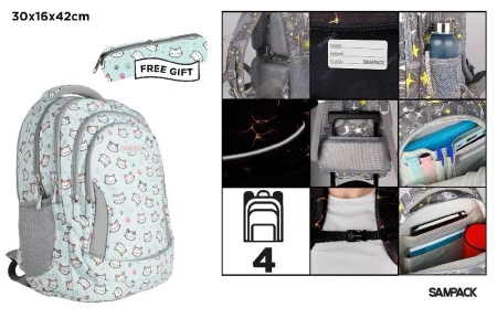 Plecak czterokomorowy 30x16x42cm + piórnik - MP Main Paper