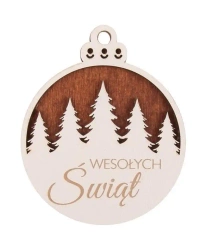 Bombka drewniana Lux 3D 3szt - Cresco