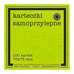 Karteczki samoprzylepne Fluo 75x75mm 100K zieleń - Ziemia Obiecana