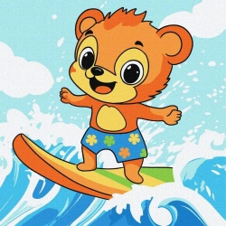 Malowanie po numerach - Lato.Niedźwiedź łapie falę - Ideyka