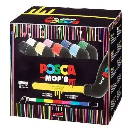 Markery plakatowe mix kolorów 8szt POSCA UNI - Uni Mitsubishi Pencil