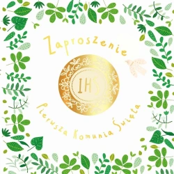 Zaproszenie KW - Komunia złoty opłatek 5szt - Henry