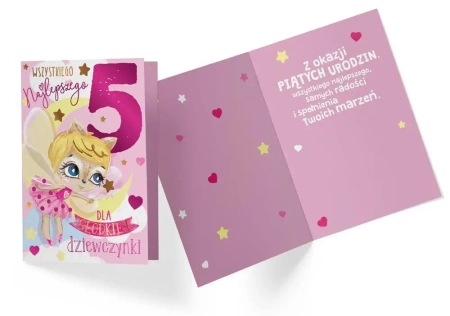 Karnet PR-325 Urodziny 5 dziewczynka - Kukartka