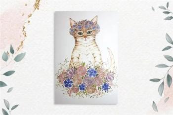Karnet A5 Kot w kwiatach - Henry