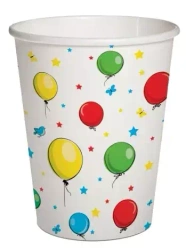 Kubki papierowe 250 ml, balony (8 sztuk)