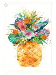 Karnet B8 mini Ananas z kwiatami - Henry