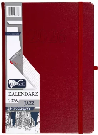 Kalendarz 2026 B5 tygodniowy Jazz czerwony - praca zbiorowa