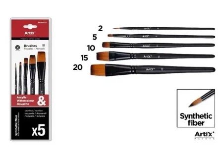 Pędzle syntetyczne 5szt - Artix