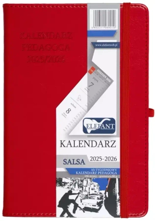 Kalendarz pedagoga 2025/26 A5 tyg Salsa czerwony - praca zbiorowa