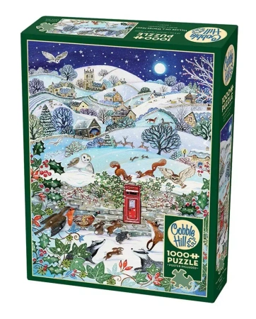 Puzzle 1000 Wieś zimową nocą G3 - Cobble Hill