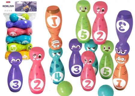 Zestaw do gry z kręgle kolorowe 10szt - Leantoys