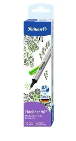 Cienkopis Fineliner 96 0,4mm jasnozielony (10szt) - PELIKAN