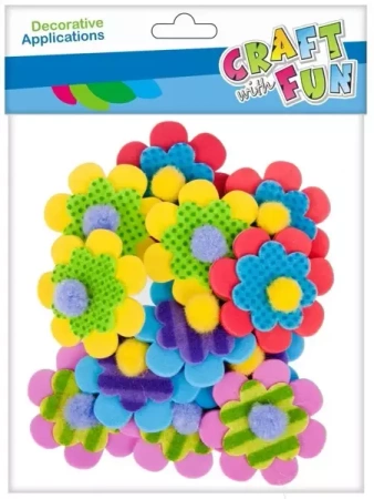 Ozdoba filcowa samoprzylepna kwiat 12szt - Craft with Fun