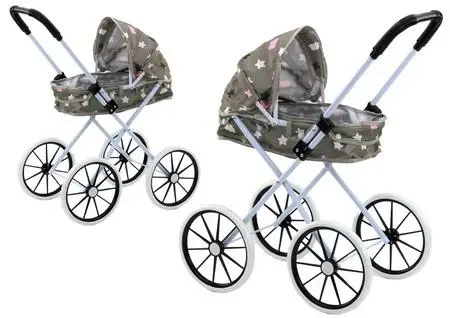 Wózek dla lalek duże koła szary 60cm - Leantoys