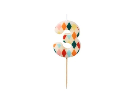 Świeczka urodzinowa 3 romby 5,5cm - PartyDeco