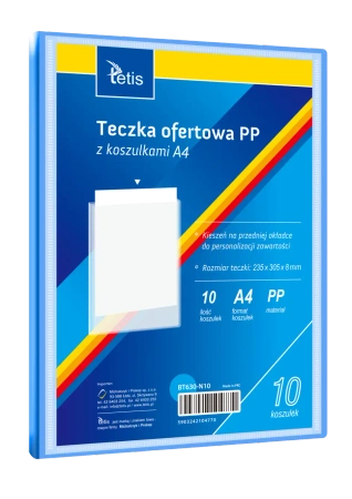 Teczka ofertowa A4 PP + 10 koszulek niebieska - Tetis