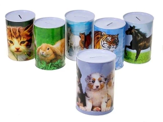 Skarbonka metalowa zwierzątka 14,5x10cm MIX - ADAR