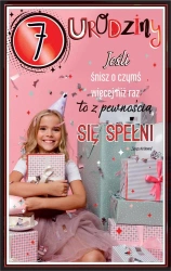 Kartka okolicznościowa Urodziny 7 dziewczynka - AbCard