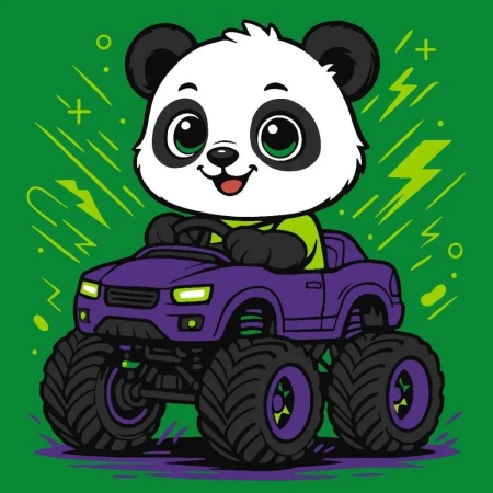 Malowanie po numerach - Panda w samochodzie Kids - Ideyka