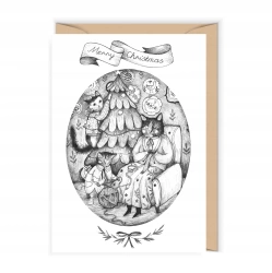 Kartka świąteczna z dziergającymi kotkami