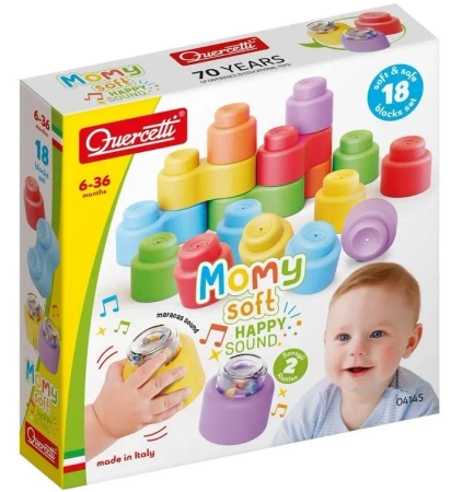Klocki Momy Soft miękkie z grzechotką 18el - Quercetti