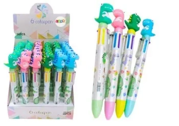 Długopis wielokolorowy 6 kolorów Dinozaur (36szt) - Leantoys