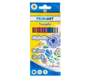 Kredki ołówkowe trójkątne metalizowane Primart 12 sztuk