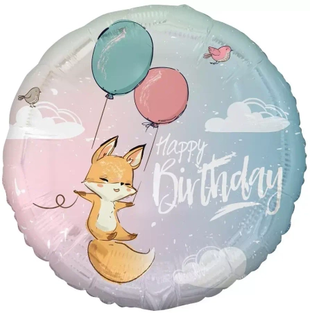 Balon foliowy Lisek Happy Birthday 45cm - Godan