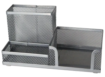 Przybornik na biurko siatka srebrny - Titanum