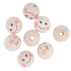 Koraliki drewniane kulki buźki 3cm 8szt - Dalprint dpCraft