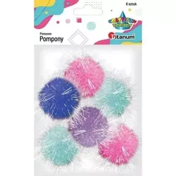 Pompony poliestrowe 45mm mix 6szt - Titanum