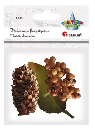Kiść jagód z liściem żółte owoce 1szt - Titanum