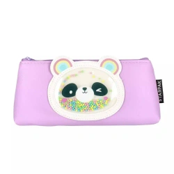 Piórnik saszetka w pastelowych kolorach, miś