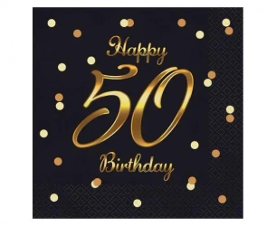Serwetki B&C Happy 50 Birthday czarne 20szt - Godan