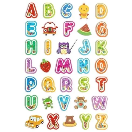 Naklejki z pianki i brokatem Kolor alfabet 35szt - Dalprint dpCraft