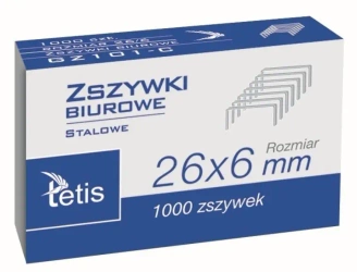Zszywki biurowe 26/6 1000szt. GZ101-C - Tetis