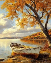Diamentowa Mozaika Jesień łódka na wybrzeżu NO-2003024 - Norimpex