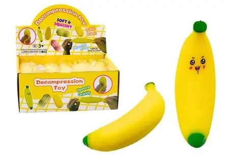 Gniotek banan rozciągliwy gumowy żółty - Leantoys