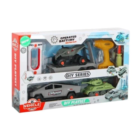 Samochód do montażu z przyczepą i czołgiem - Maksik