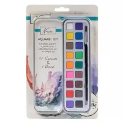 Aquarel zestaw 18 kolorów + 1 pędzelek w puszce - Icom