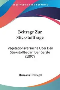 Beitrage Zur Stickstofffrage - Hellriegel Hermann