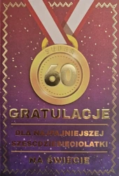 Karnet Urodziny 60 medal damskie - YEKU